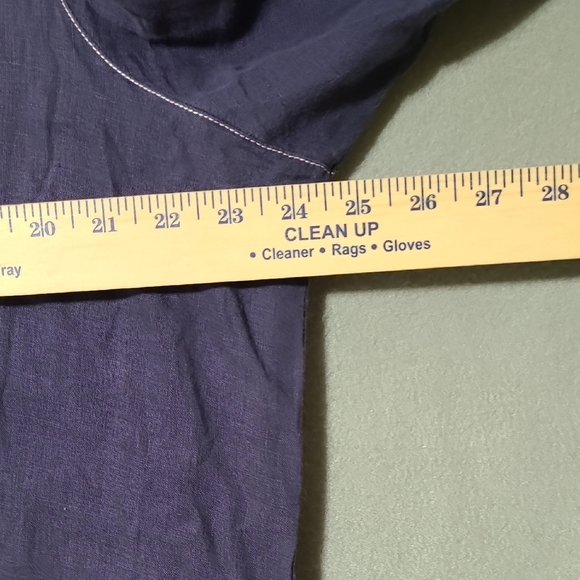 FOXCROFT Women's Navy Blue 100% Linen Casual Button Up Blouse - Size 16W - Picture 8 of 13
